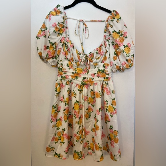 For Love Emma Mini Dress Floral Marigold Size XS - Picture 4 of 10